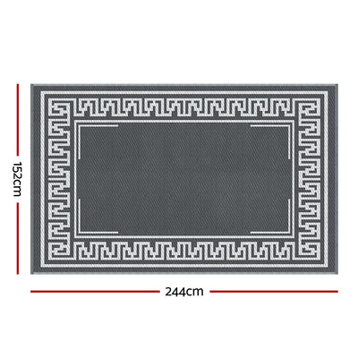 Outdoor Rugs 152x244cm Large Carpet Reversible Area Mat PP Dual-Sided Patio Rug Greek Key