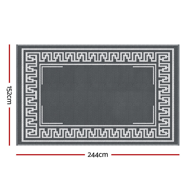 Outdoor Rugs 152x244cm Large Carpet Reversible Area Mat PP Dual-Sided Patio Rug Greek Key-3