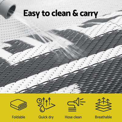 Outdoor Rugs 152x244cm Large Carpet Reversible Area Mat PP Dual-Sided Patio Rug Greek Key