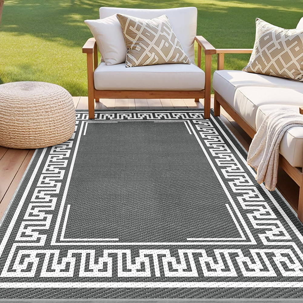 Outdoor Rugs 152x244cm Large Carpet Reversible Area Mat PP Dual-Sided Patio Rug Greek Key-1