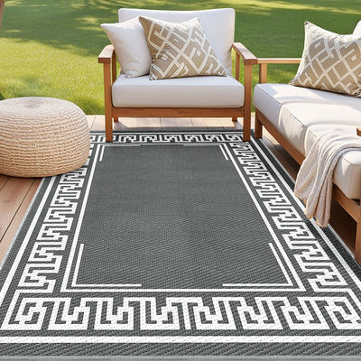 Outdoor Rugs 152x244cm Large Carpet Reversible Area Mat PP Dual-Sided Patio Rug Greek Key