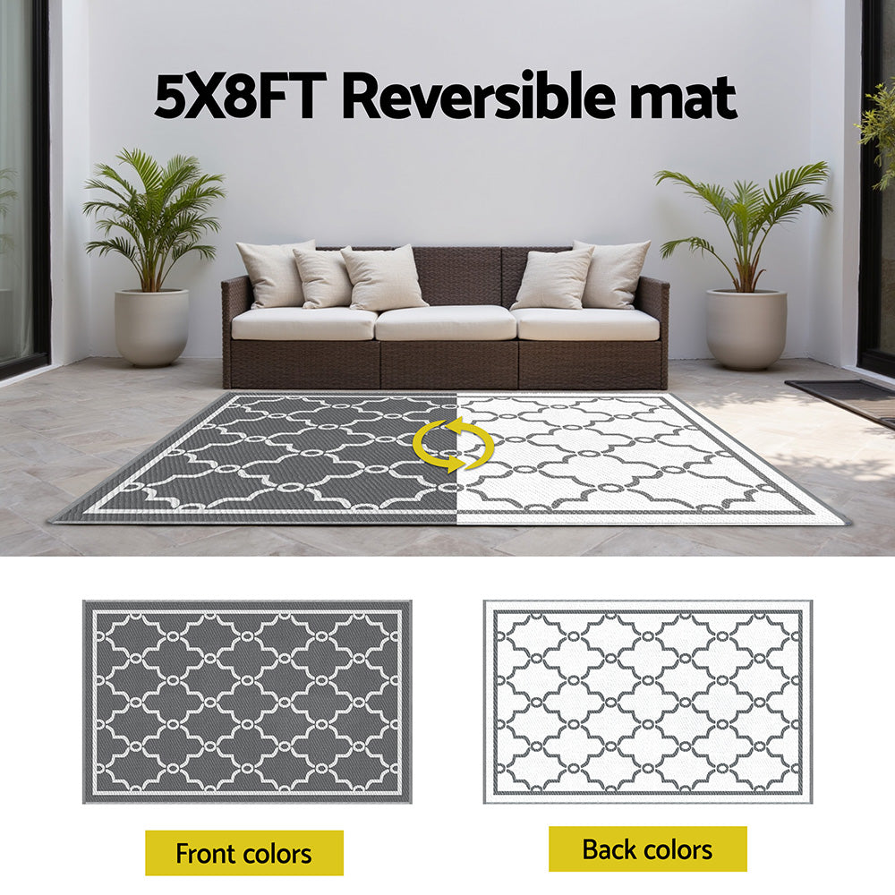 Outdoor Rugs 152x244cm Large Carpet Reversible Area Mat PP Dual-Sided Patio Rug Maroc