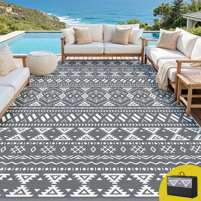 Outdoor Rugs 274x366cm Large Carpet Reversible Area Mat PP Dual-Sided Patio Rug Bohemian