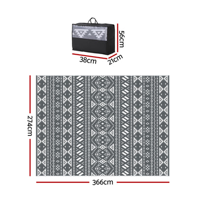Outdoor Rugs 274x366cm Large Carpet Reversible Area Mat PP Dual-Sided Patio Rug Bohemian