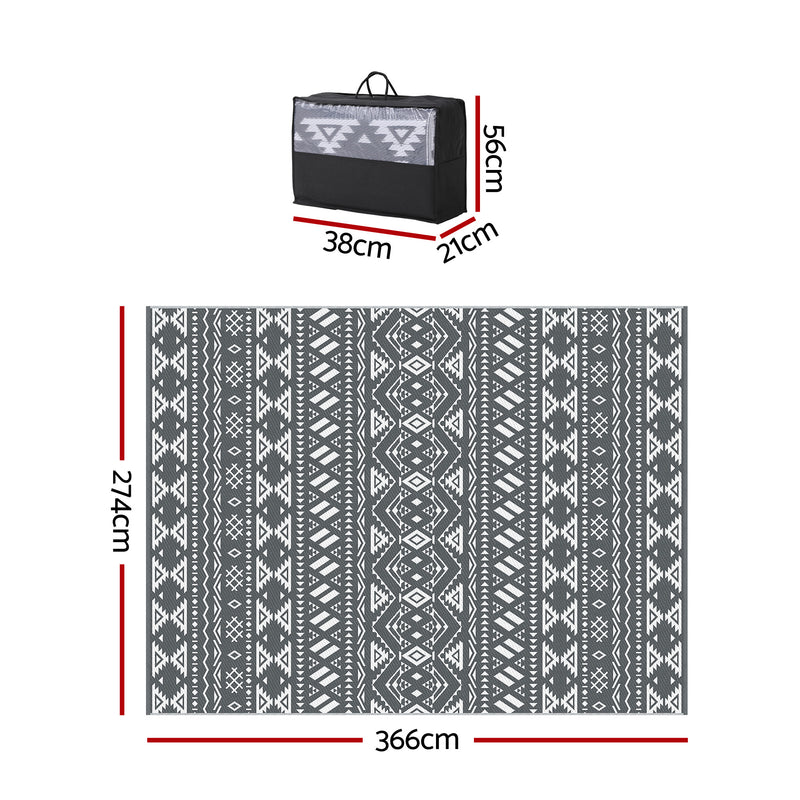 Outdoor Rugs 274x366cm Large Carpet Reversible Area Mat PP Dual-Sided Patio Rug Bohemian-2