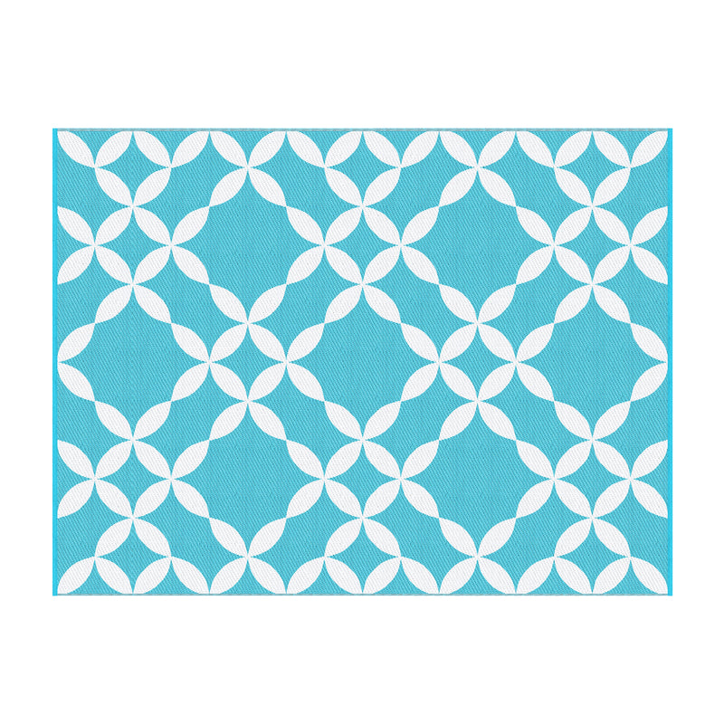 Outdoor Rugs 274x366cm Large Carpet Reversible Area Mat PP Dual-Sided Patio Rug Light Blue-3