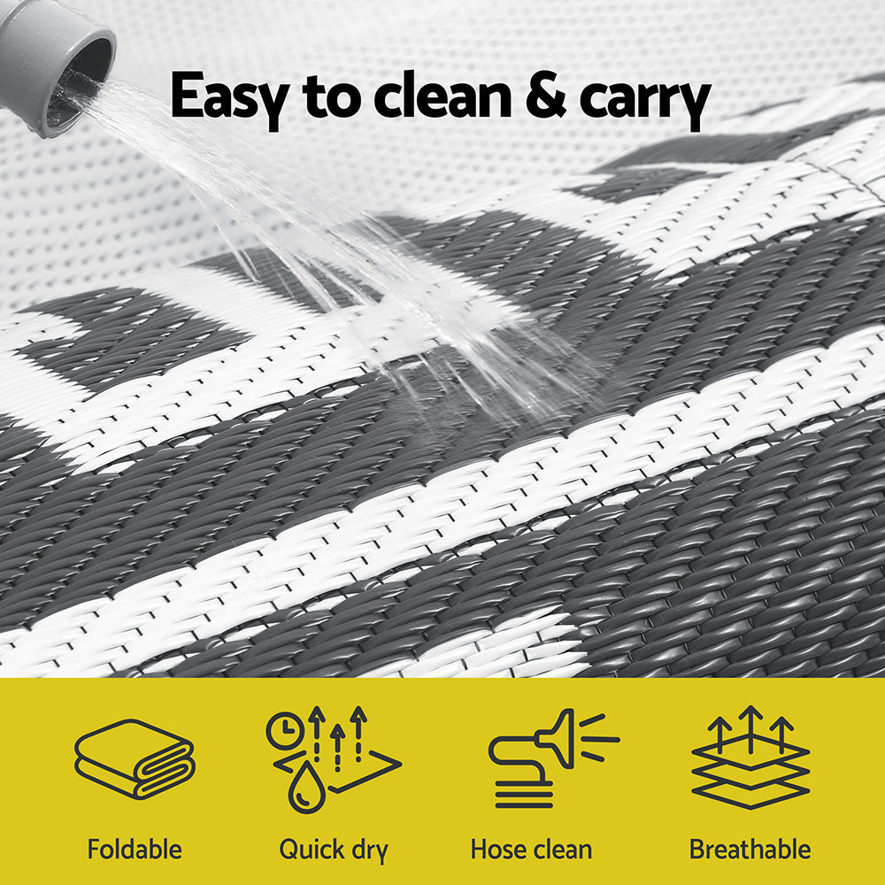 Outdoor Rugs 274x366cm Large Carpet Reversible Area Mat PP Dual-Sided Patio Rug Greek Key