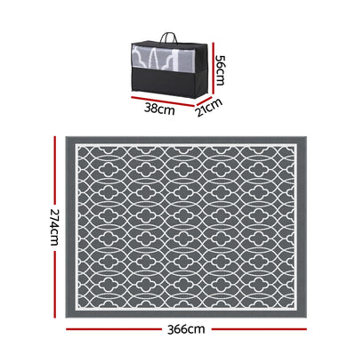 Outdoor Rugs 274x366cm Large Carpet Reversible Area Mat PP Dual-Sided Patio Rug