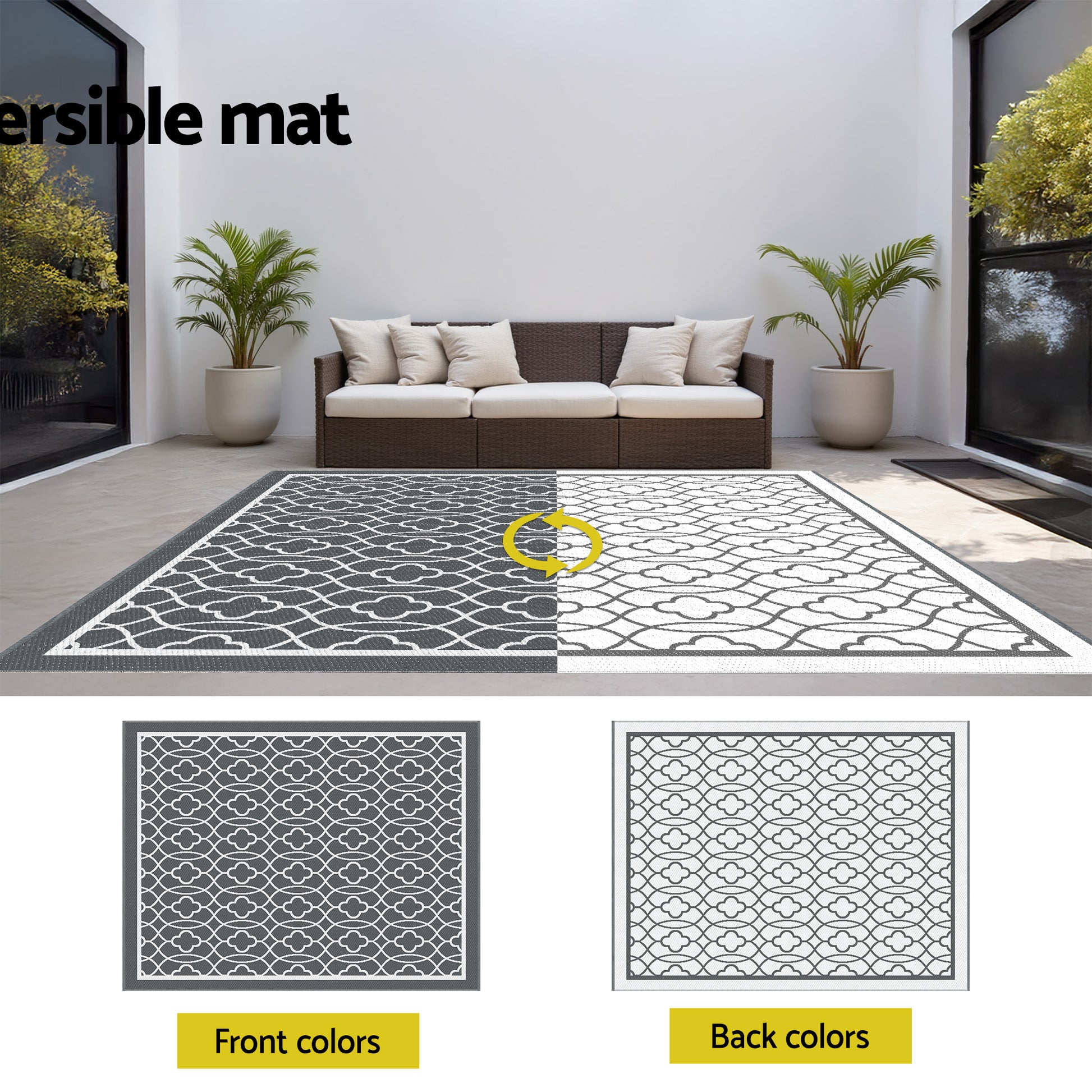 Outdoor Rugs 274x366cm Large Carpet Reversible Area Mat PP Dual-Sided Patio Rug-6