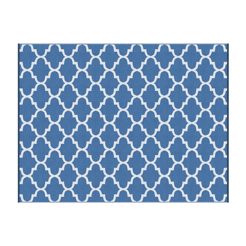 Outdoor Rugs 274x366cm Large Carpet Reversible Area Mat PP Dual-Sided Patio Rug Blue-3