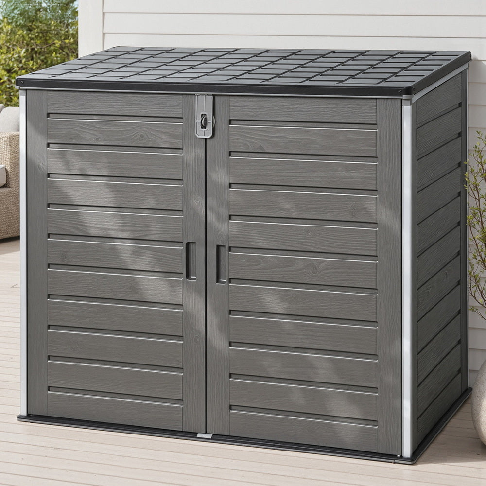Outdoor Storage Box 1170L Container Lockable Cabinet Tool Organizer Shed Grey-1