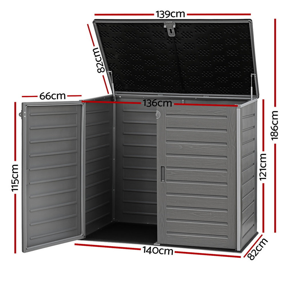 Outdoor Storage Box 1170L Container Lockable Cabinet Tool Organizer Shed Grey