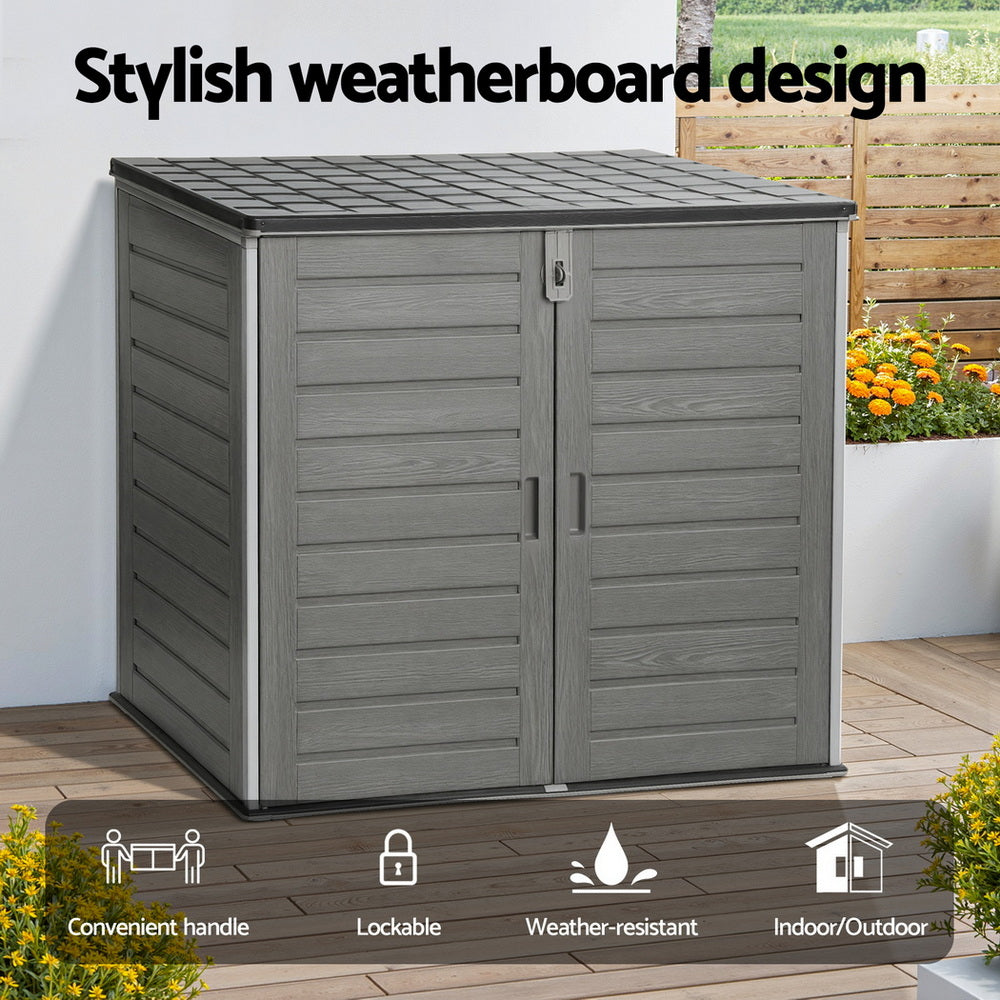 Outdoor Storage Box 1170L Container Lockable Cabinet Tool Organizer Shed Grey
