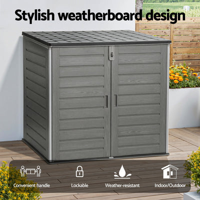 Outdoor Storage Box 1170L Container Lockable Cabinet Tool Organizer Shed Grey