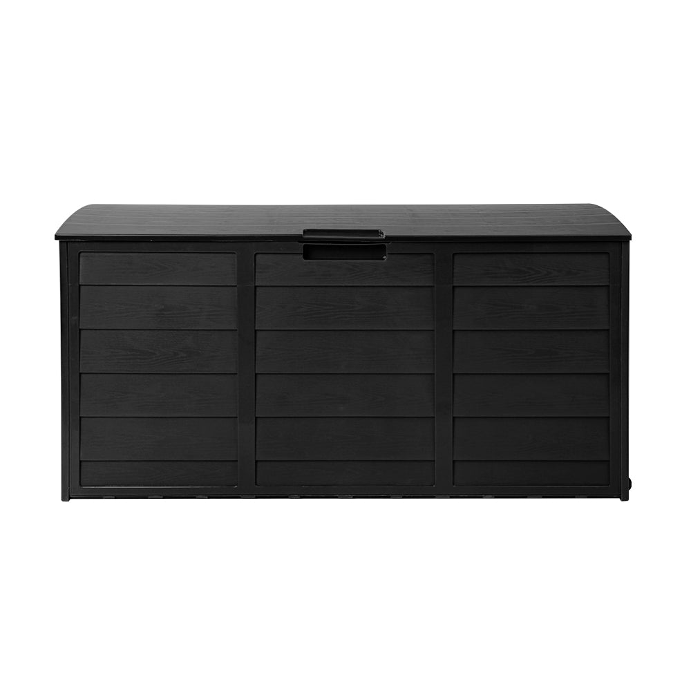 Outdoor Storage Box 290L Lockable Organiser Garden Deck Shed All Black-3
