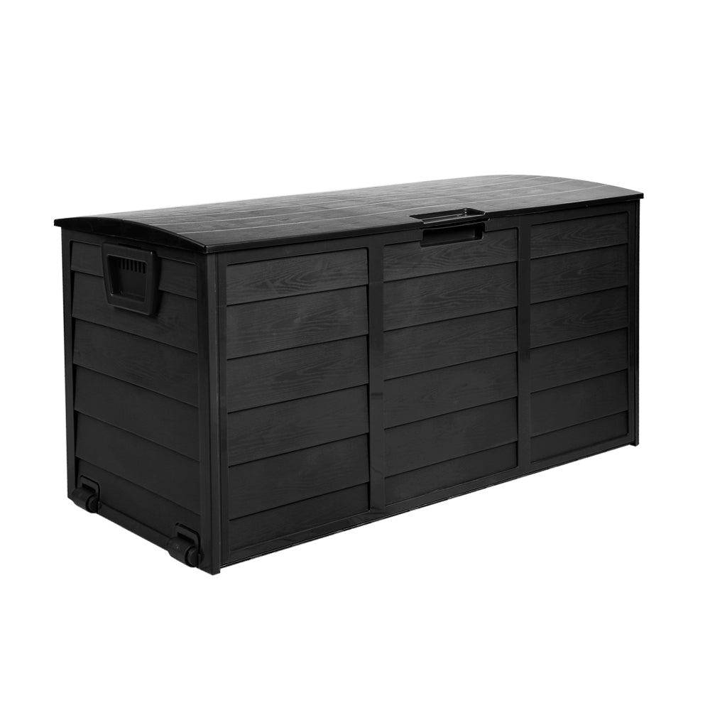 Outdoor Storage Box 290L Lockable Organiser Garden Deck Shed All Black-4
