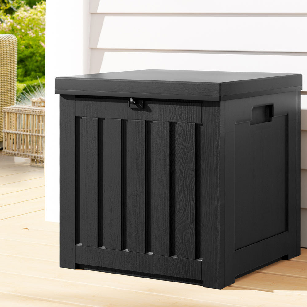 Outdoor Storage Box 80L Container Lockable Garden Toy Tool Shed Black-1