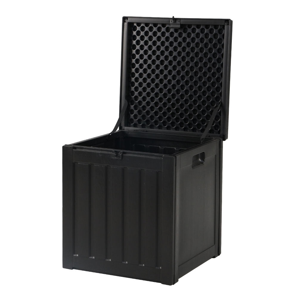Outdoor Storage Box 80L Container Lockable Garden Toy Tool Shed Black-3