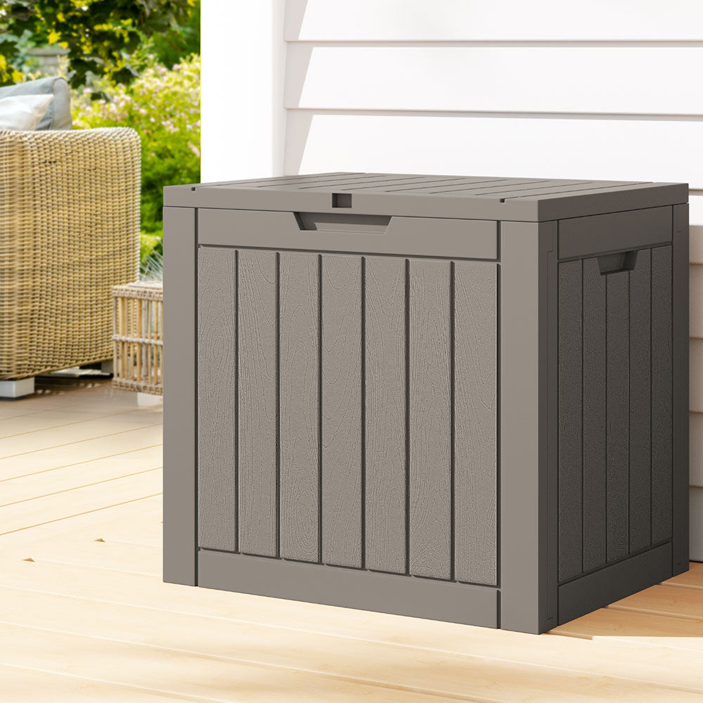 Outdoor Storage Box 118L Container Lockable Indoor Garden Toy Tool Shed Grey