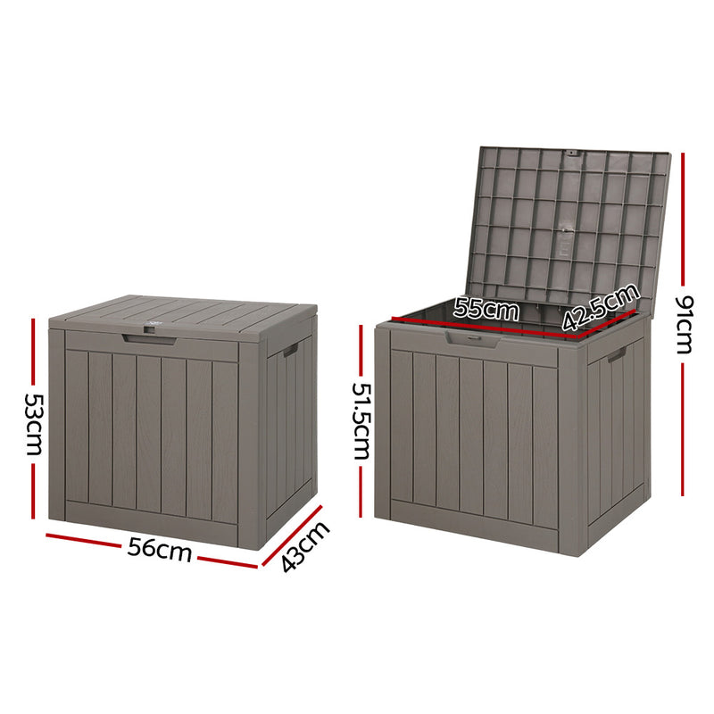 Outdoor Storage Box 118L Container Lockable Indoor Garden Toy Tool Shed Grey-2