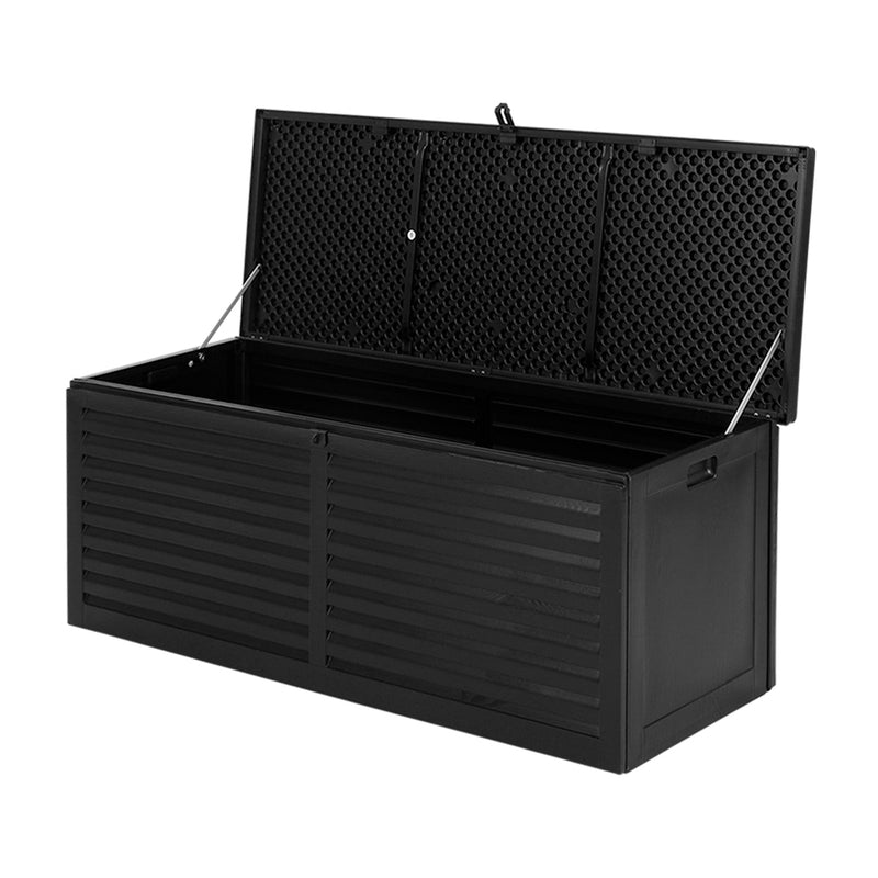 Outdoor Storage Box 390L Container Lockable Garden Bench Shed Tools Toy All Black-8