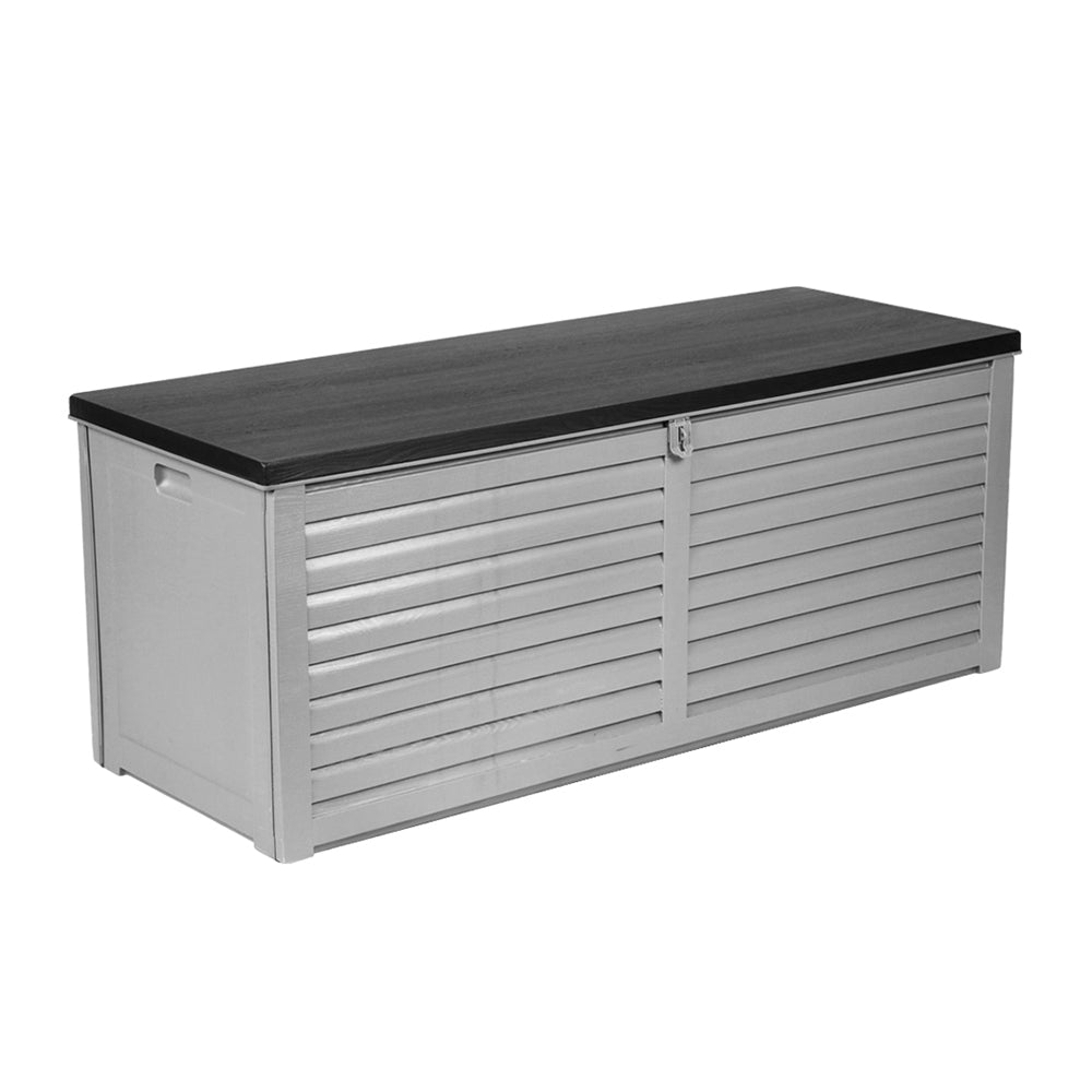Outdoor Storage Box 390L Container Lockable Garden Bench Tools Toy Shed Black-4