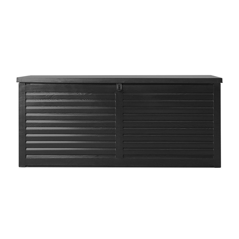 Outdoor Storage Box 490L Container Lockable Garden Bench Shed Tools Toy All Black-3