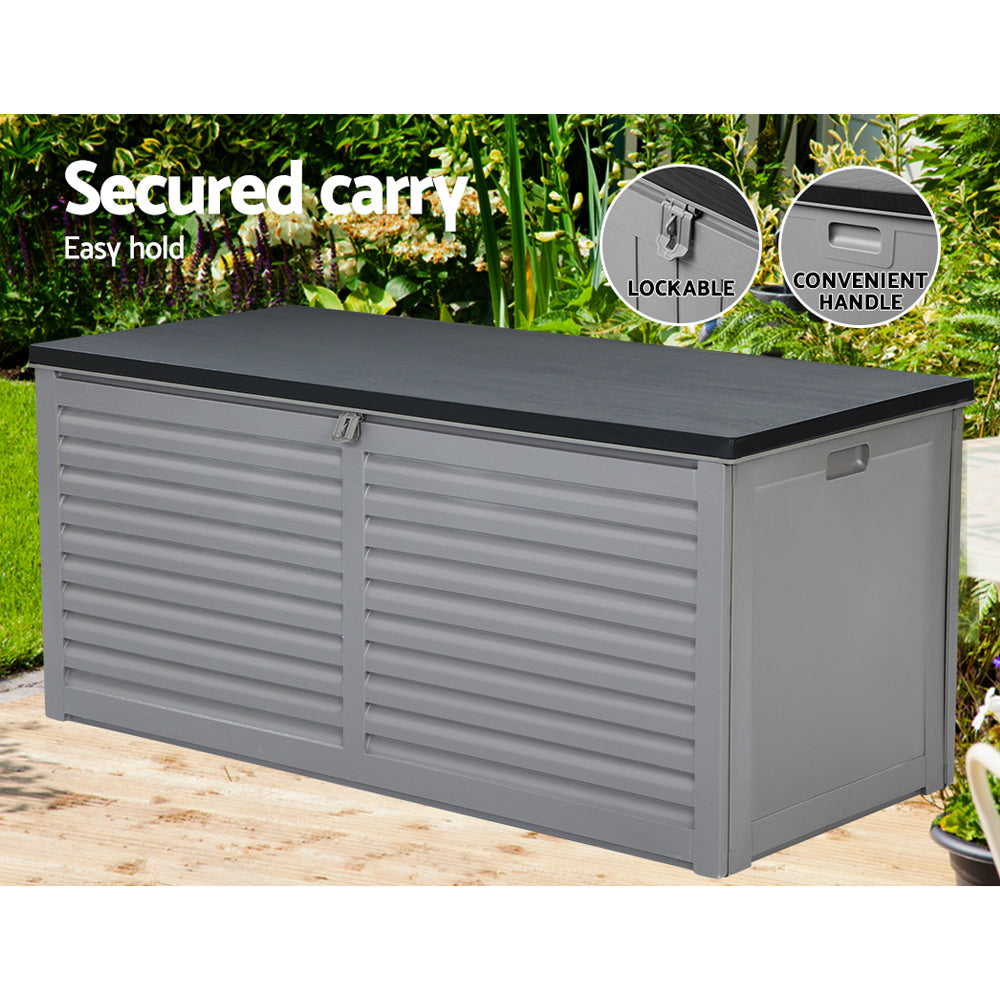 Outdoor Storage Box 490L Container Lockable Garden Bench Tools Toy Shed Black-7