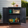 92cm Outdoor Storage Cabinet Box Lockable Cupboard Sheds Garage Adjustable Black