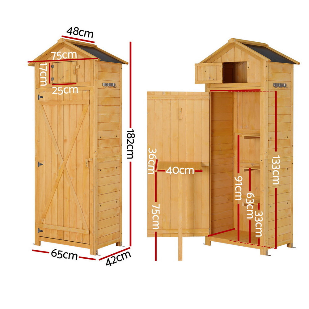 Outdoor Storage Cabinet Cupboard Folding Table Tool Organizer Shed Adjustable-4