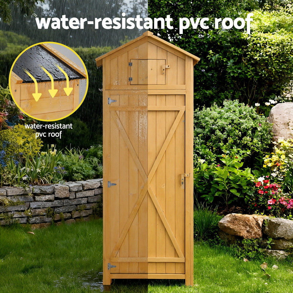 Outdoor Storage Cabinet Cupboard Folding Table Tool Organizer Shed Adjustable-8