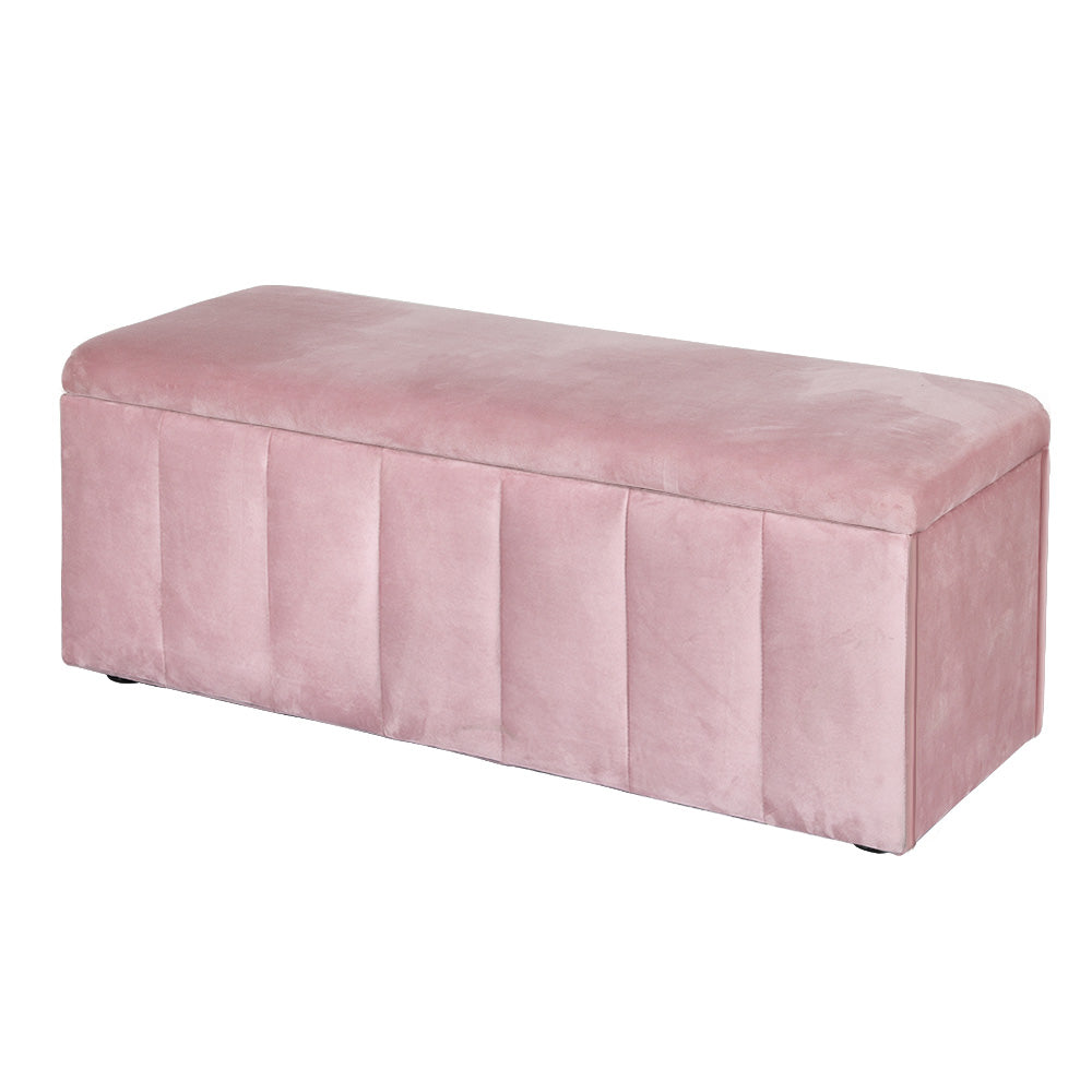 Velvet Storage Ottoman Blanket Box 103cm - Pink
