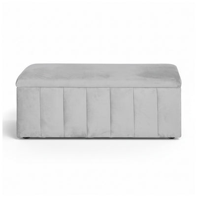 Storage Ottoman Blanket Box Velvet Grey 103cm with soft velvet upholstery and sleek storage design for bedroom furniture.