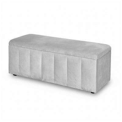 Storage Ottoman Blanket Box Velvet Grey 103cm with soft velvet upholstery and sturdy rectangular design for bedroom furniture