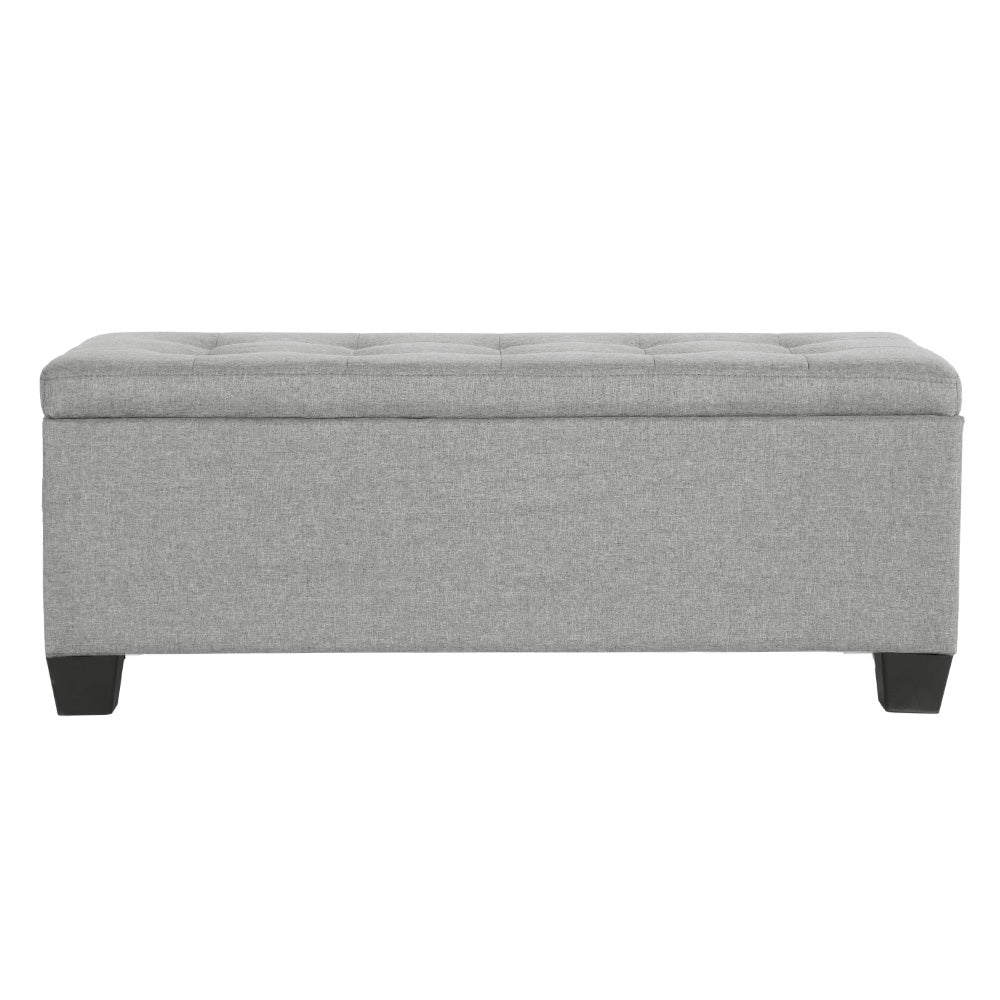 Large Fabric Storage Ottoman - Light Grey-3