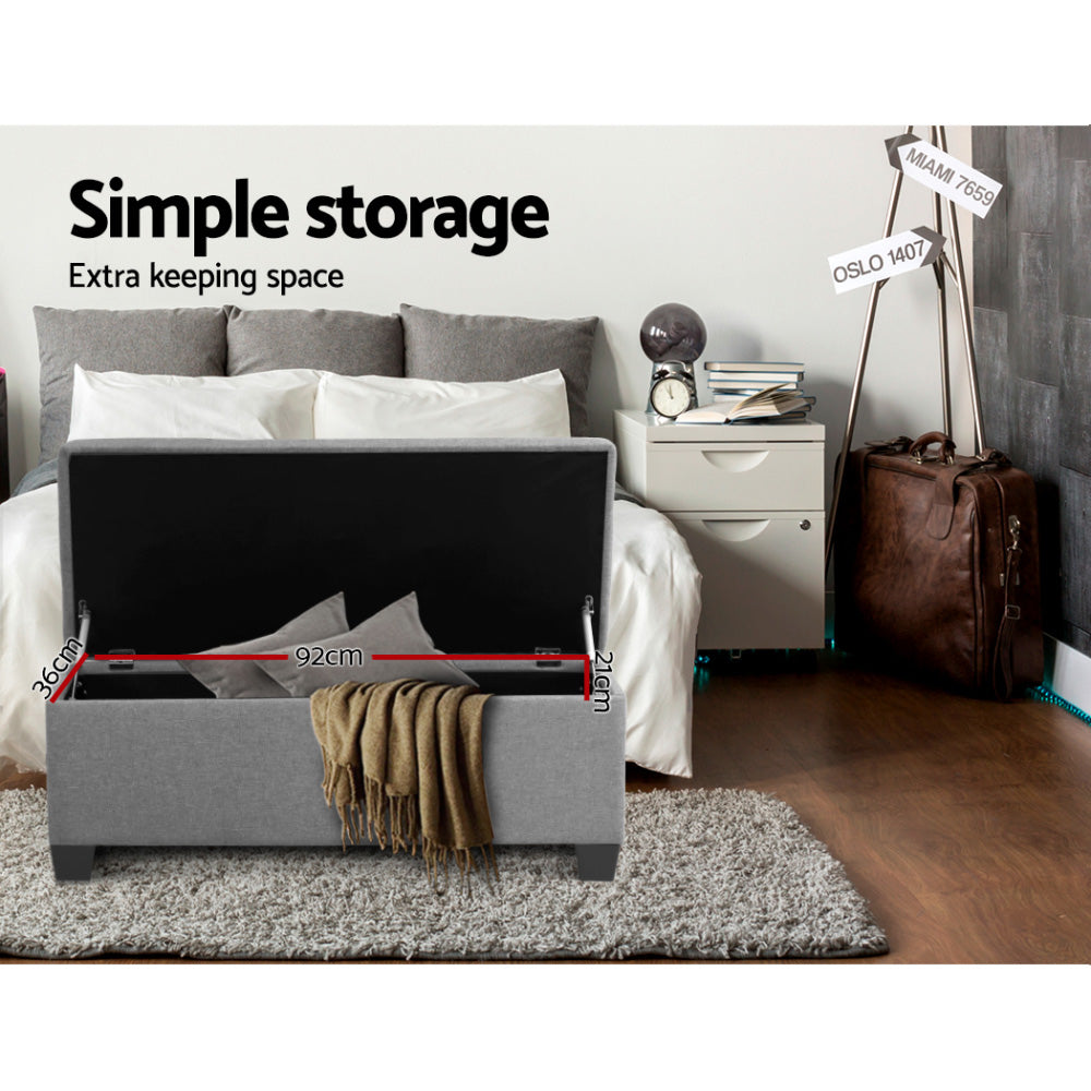Large Fabric Storage Ottoman - Light Grey