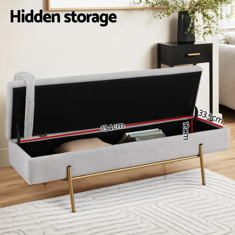 Storage Ottoman Bed 140cm Pillow Foot Stool