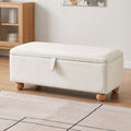 Storage Ottoman Velvet Blanket Box Hidden Bench 97cm - Beige