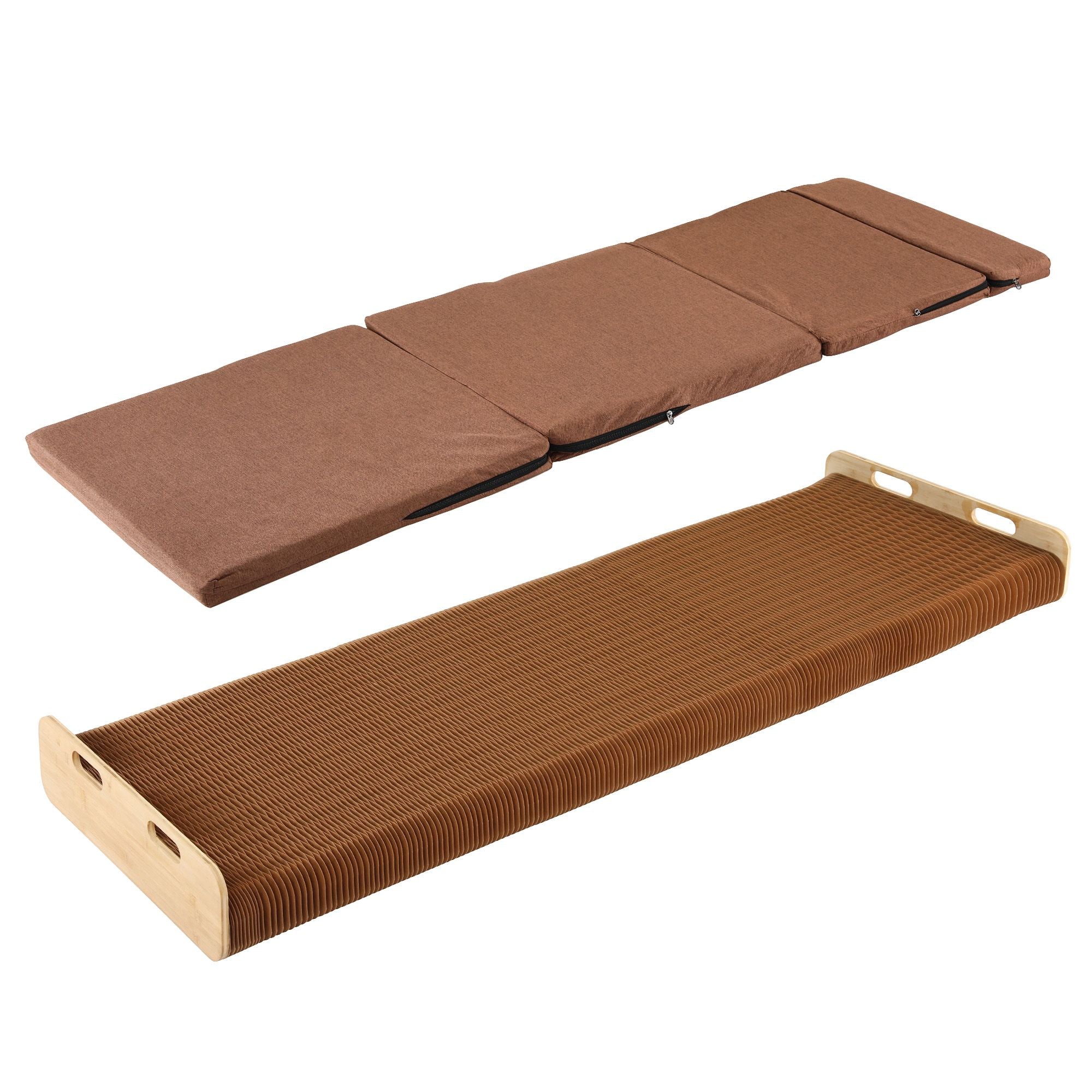 Folding Kraft Paper Bed Frame with Mattress and Pillow 300kg Capacity 200x60cm