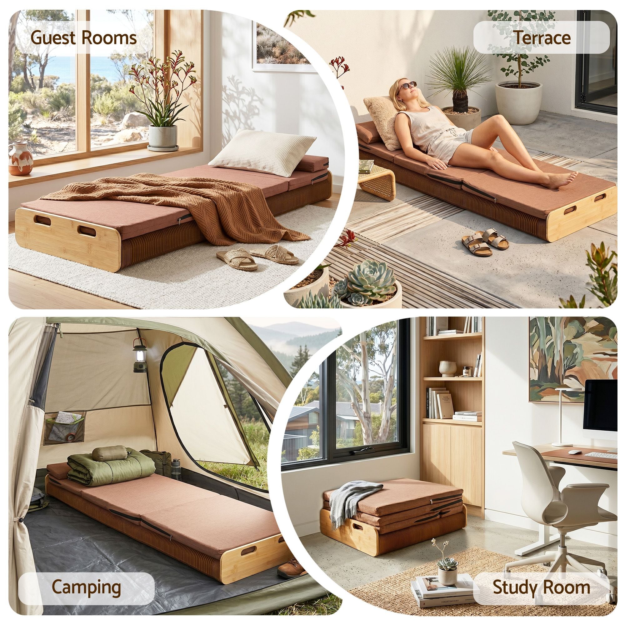 Folding Kraft Paper Bed Frame with Mattress and Pillow 300kg Capacity 200x60cm