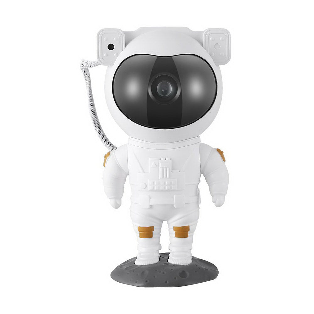 White astronaut figurine with built-in lens standing on cratered base for the Astronaut Galaxy Projector Light