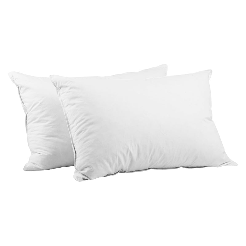 Set of 2 Goose Feather and Down Pillows - White, plush twin pack ideal for bedroom furniture by Bedzy.
