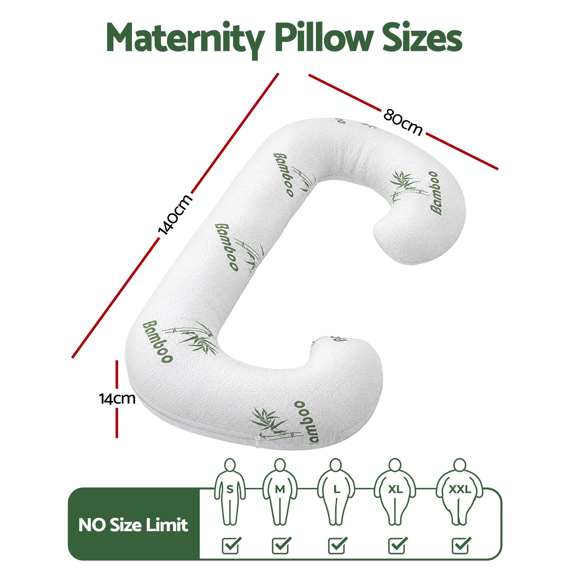 Pregnancy Pillow for Side Sleepers C-Shaped Body Pillow with Bamboo Fiber Cover, Maternity Pillow for Full Body Support, Belly and Waist Comfort