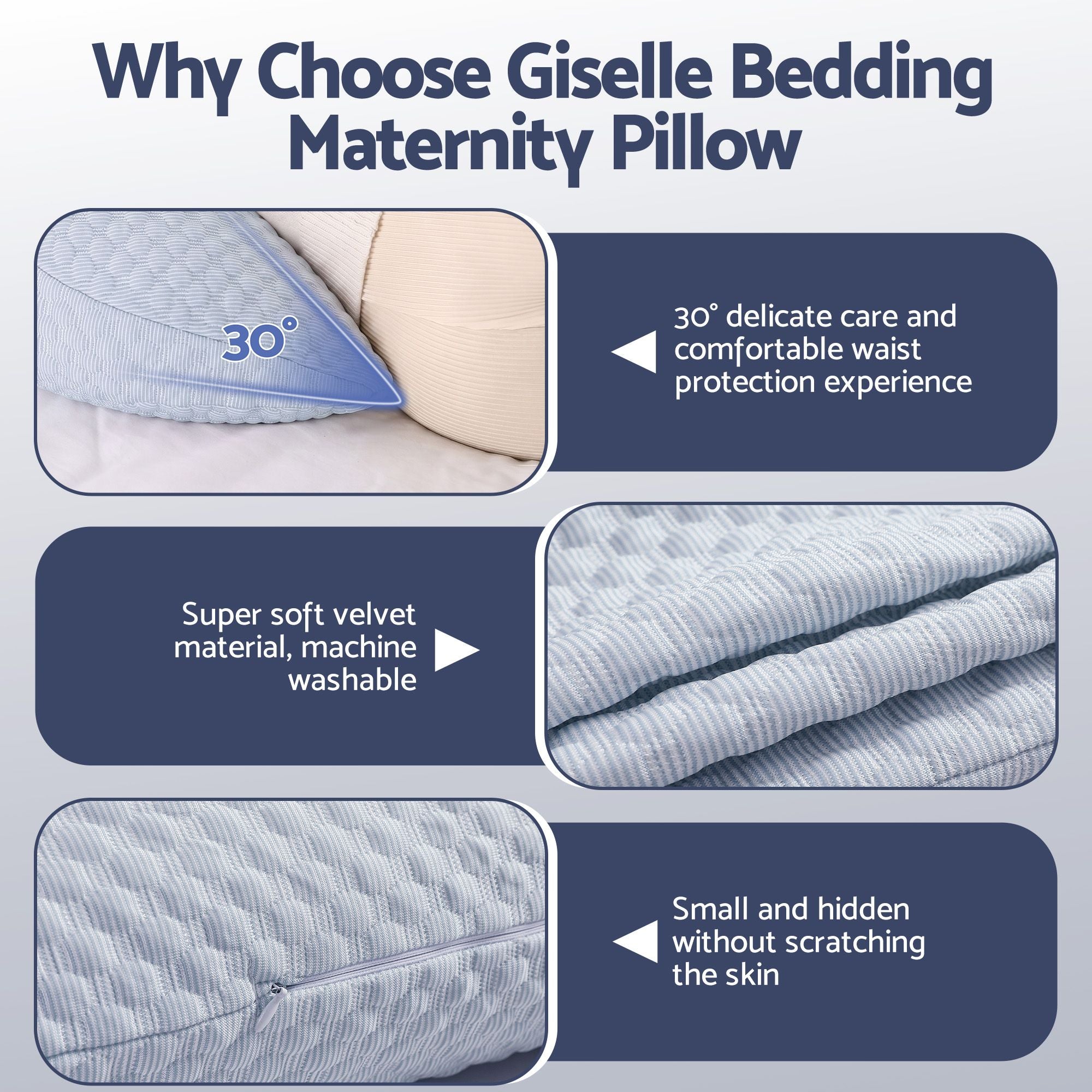 Cooling Pregnancy Pillow Adjustable Maternity Pillow for Sleeping, Body Pillows for Adults Support Back, Belly, and Hips, Blue 37x87 cm