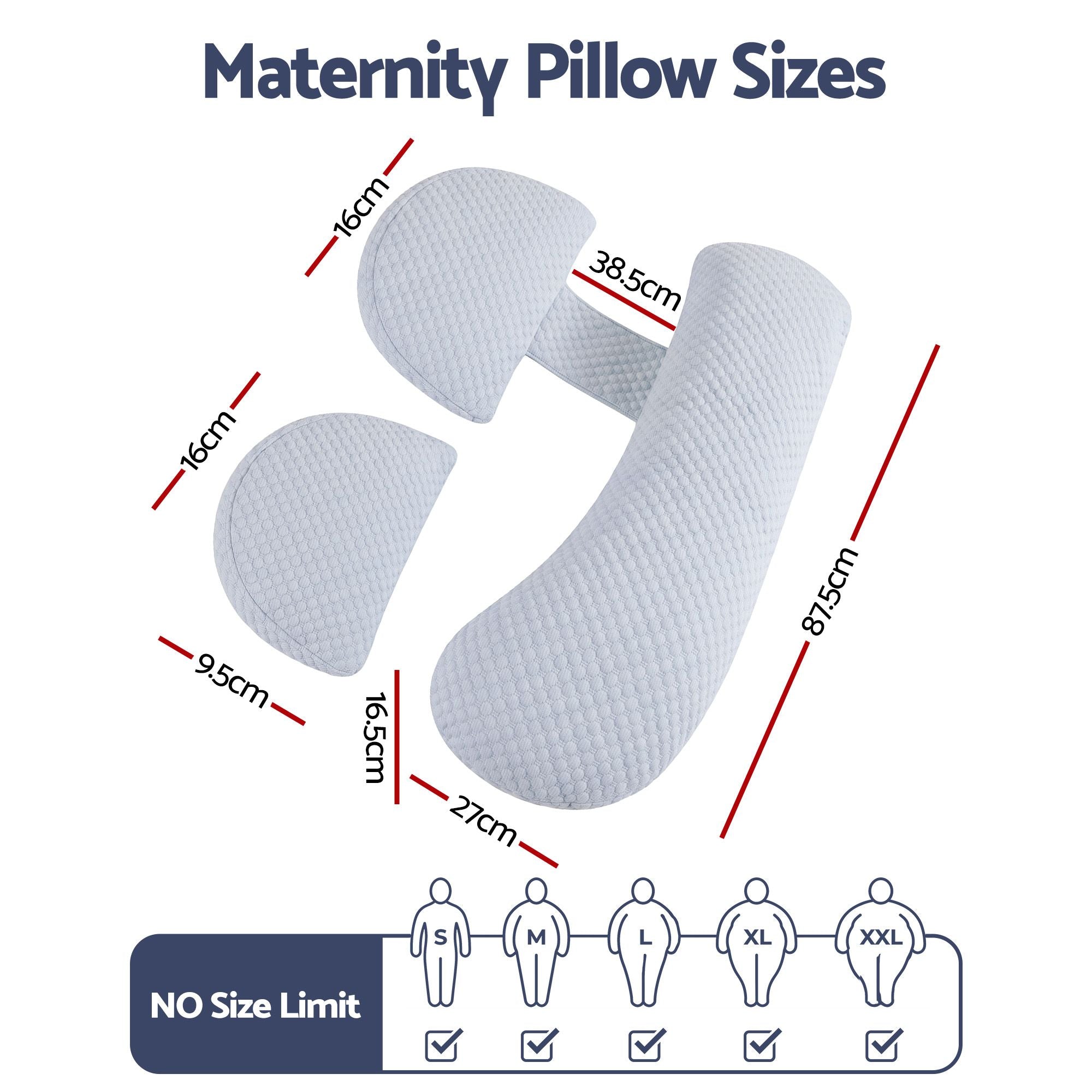 Cooling Pregnancy Pillow Adjustable Maternity Pillow for Sleeping, Body Pillows for Adults Support Back, Belly, and Hips, Blue 37x87 cm