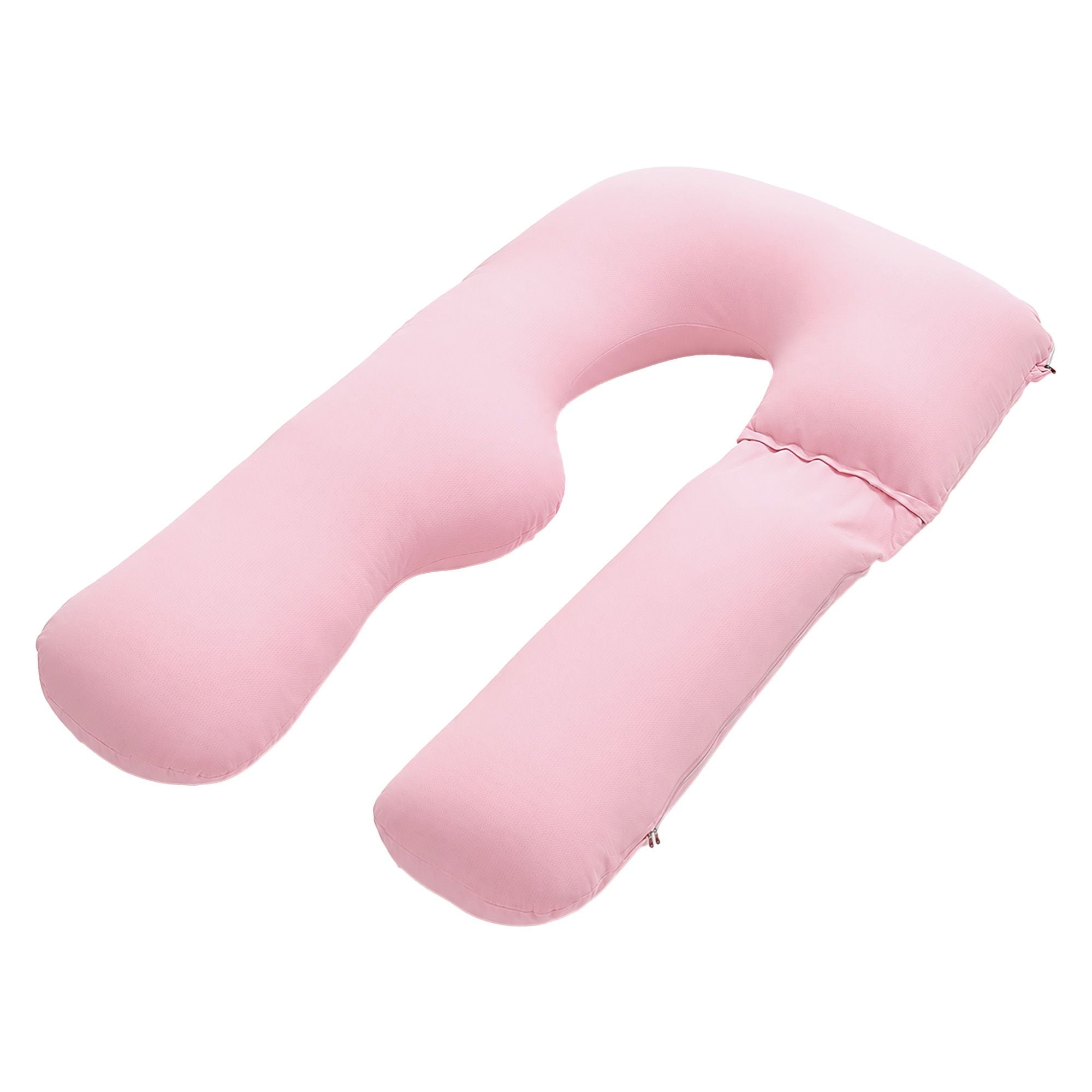 Pregnancy Pillow U Shaped Full Body Pillow with 100% Cotton Jersey Cover Maternity Pillow for Sleeping Reading, Pink, 73x133cm