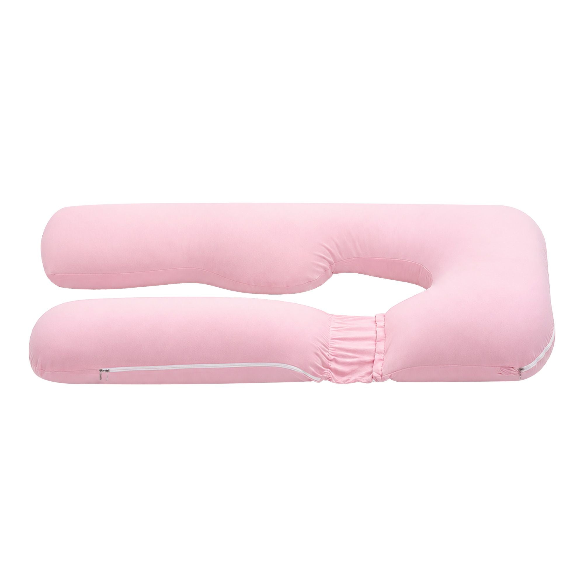 Pregnancy Pillow U Shaped Full Body Pillow with 100% Cotton Jersey Cover Maternity Pillow for Sleeping Reading, Pink, 73x133cm