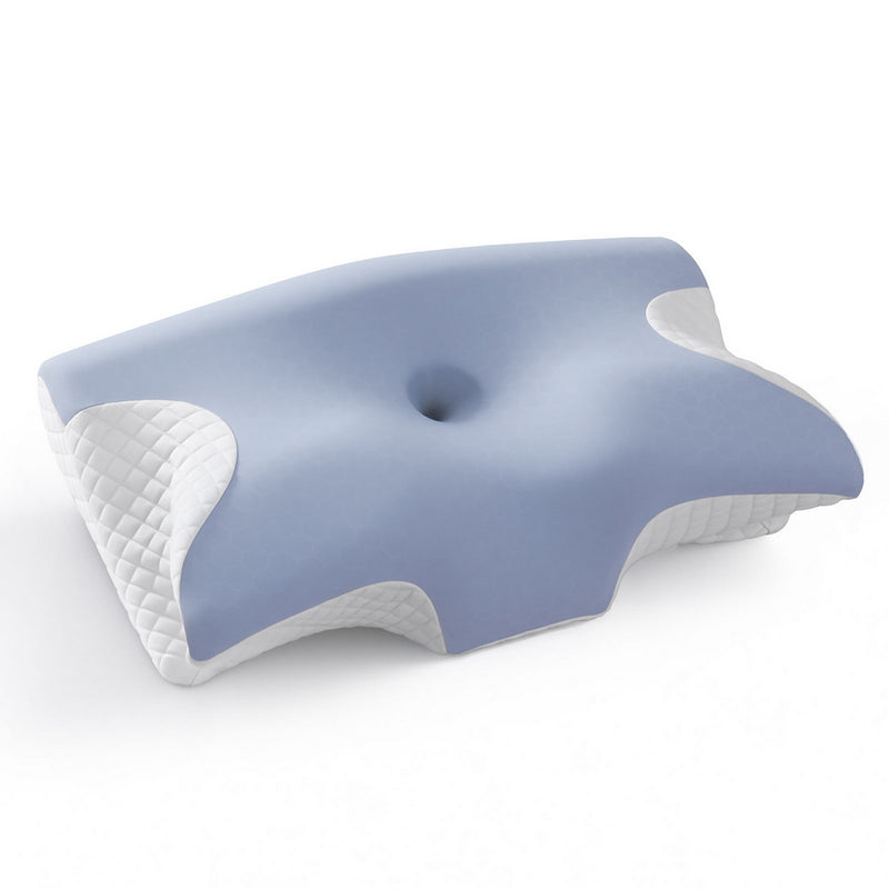 Memory Foam Pillow Ergonomic Contour with butterfly design and dual-sided fabric for optimal cervical support and alignment
