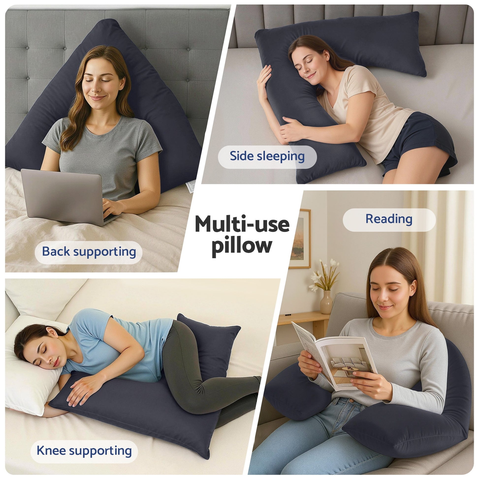 V Shape Pillow Boomerang Nursing Body Cushion Grey-7