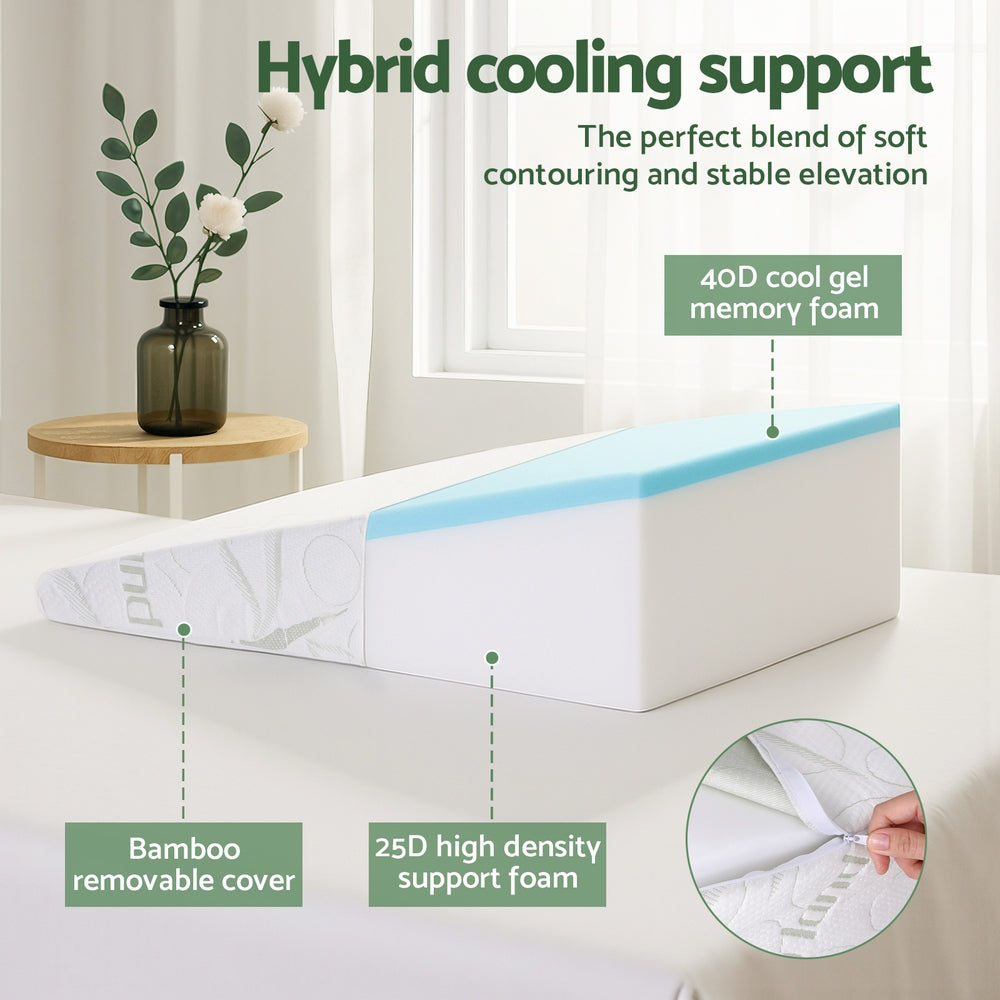 Wedge Pillow Gel Memory Foam Ergonomic Support Bamboo Cover-5